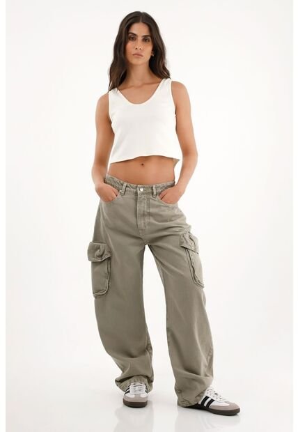 Pantalón Verde Tipo Cargo Para Mujer