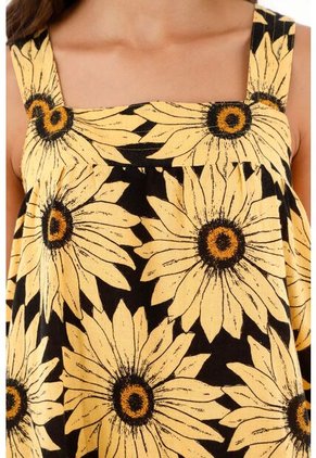 Vestido Corto Con Estampado De Girasoles Para Mujer