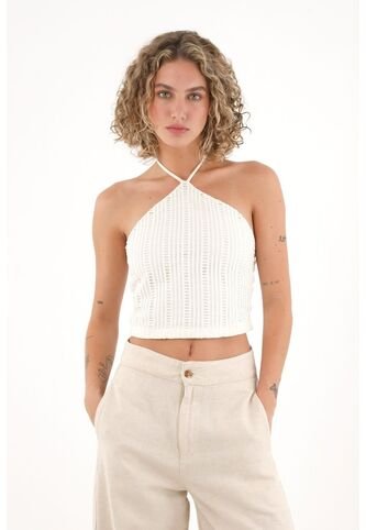 Topmark Crop Top Crudo Cuello Halter Para Mujer topmark