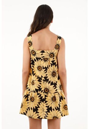 Vestido Corto Con Estampado De Girasoles Para Mujer