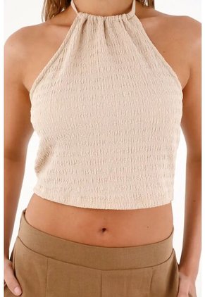 Topmark Camiseta Tipo Crop Con Escote En Posterior Café Para Mujer