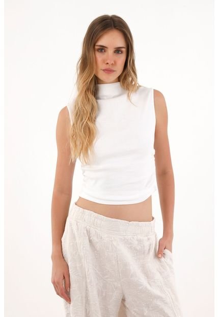 Camiseta Cuello Tortuga Blanca Para Mujer
