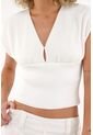 Topmark Camiseta En Rib Con Fajón Ajustado Crudo Para Mujer de topmark
