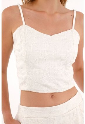 Topmark Crop En Tela Bordada Crudo Para Mujer