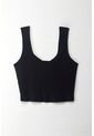 Topmark Camiseta Crop En Rib Negra Para Mujer de topmark