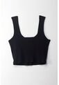 Topmark Camiseta Crop En Rib Negra Para Mujer de topmark