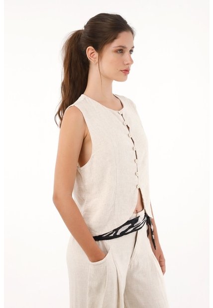 Topmark Camisa Tipo Chaleco Crudo Para Mujer
