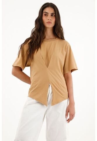 Camiseta Con Detalle Recogido En Delantero Para Mujer topmark