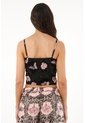 Topmark Camisa Tipo Crop Top Negra Estampada Para Mujer de topmark
