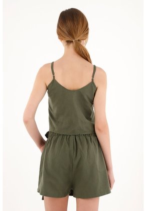 Topmark Camisa Verde De Tiras Para Mujer