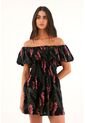 Topmark Vestido Corto Estampado Con Escote Bandeja Para Mujer de topmark