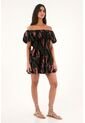 Topmark Vestido Corto Estampado Con Escote Bandeja Para Mujer de topmark