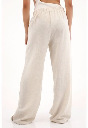 Pantalón Con Textura Bota Recta Crudo Para Mujer