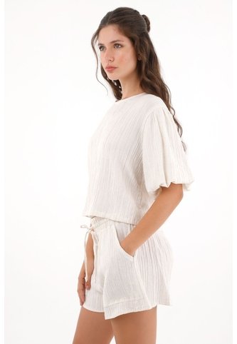 Topmark Camisa Con Mangas Abombachadas Crudo Para Mujer topmark
