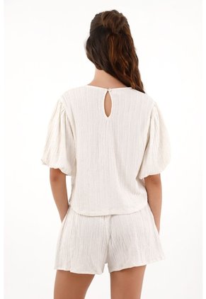 Topmark Camisa Con Mangas Abombachadas Crudo Para Mujer