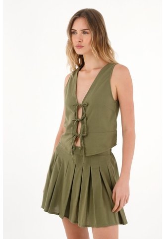 Topmark Camisa Con Ajuste De Tiras En Frente Verde Para Mujer topmark