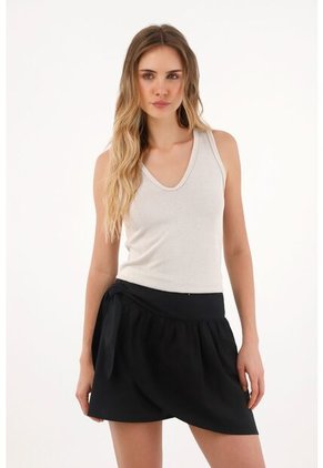 Topmark Falda Corta Con Tapa Cruzada Negra Para Mujer