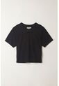 Topmark Camiseta Ajustada Acanalada Negra Para Mujer de topmark