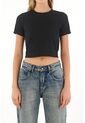 Topmark Camiseta Ajustada Acanalada Negra Para Mujer de topmark