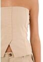 Topmark Camisa Strapless Con Cortes Café Para Mujer de topmark