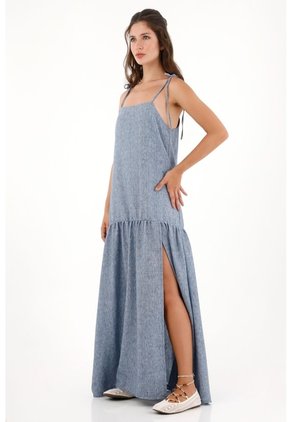 Topmark Vestido Largo De Tiras Azul Para Mujer