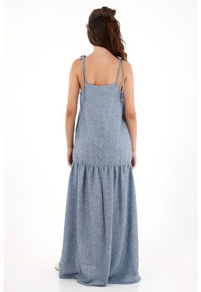 Topmark Vestido Largo De Tiras Azul Para Mujer
