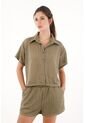 Topmark Camisa Tejida Manga Corta Verde Para Mujer de topmark