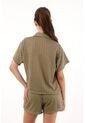 Topmark Camisa Tejida Manga Corta Verde Para Mujer de topmark