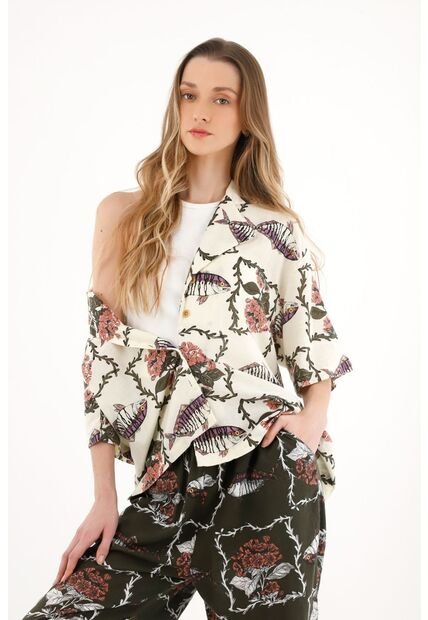 Topmark Camisa Tipo Bowling Estampada Para Mujer