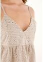 Vestido Corto Crudo Con Escote En V Para Mujer de topmark