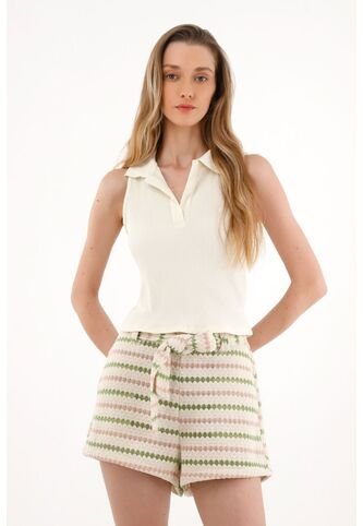 Topmark Camiseta Con Cuello Tipo Polo Crudo Para Mujer topmark