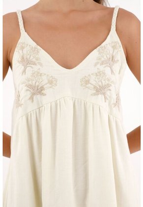 Topmark Vestido Corto Con Bordado De Flores Amarillo Para Mujer