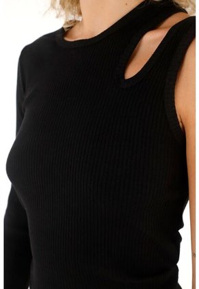 Topmark Camiseta De Una Sola Manga Negra Para Mujer