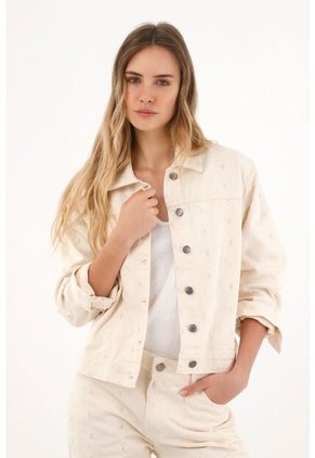 Topmark Chaqueta Con Detalles Bordados A Tono Crudo Para Mujer