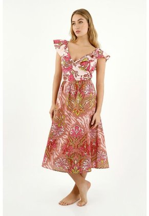 Vestido Midi Estampado Para Mujer