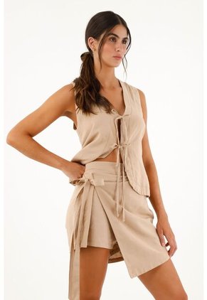 Topmark Falda Short Crudo Con Tapa Delantera Para Mujer