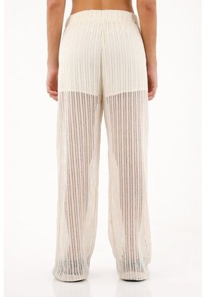 Topmark Pantalón Recto De Tejido Abierto Crudo Para Mujer