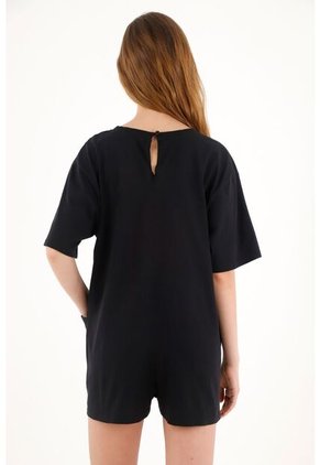 Topmark Enterizo Corto Negro Tejido Para Mujer