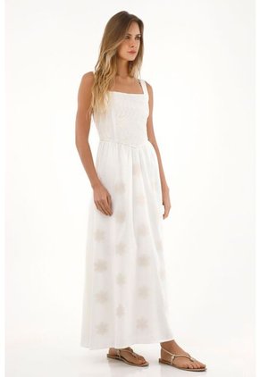 Topmark Vestido Largo Con Detalles Bordados En Falda Para Mujer