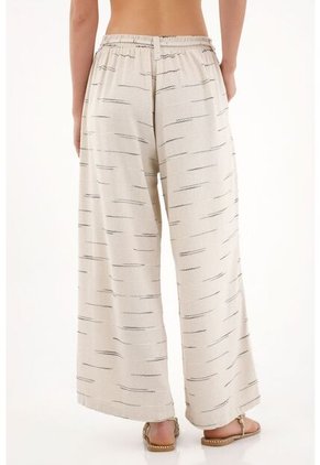 Pantalón Wide Leg Con Detalles Bordados Y Pretina Elástica Para Mujer