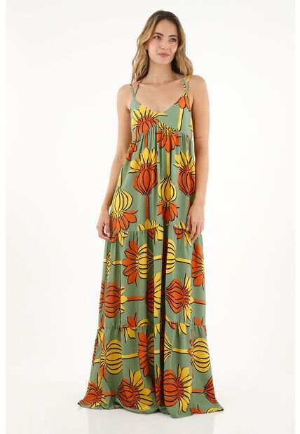 Vestido Estampado De Tiras Para Mujer