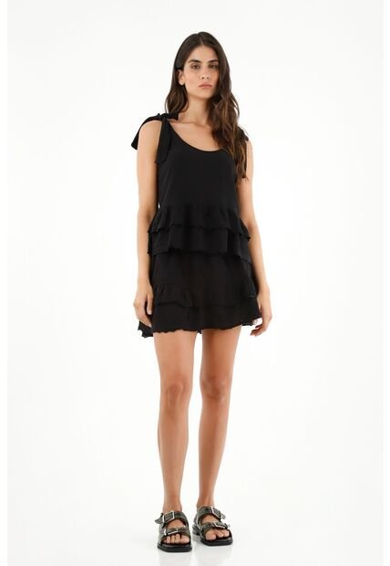 Topmark Camisa Negra De Tiras Con Boleros Para Mujer