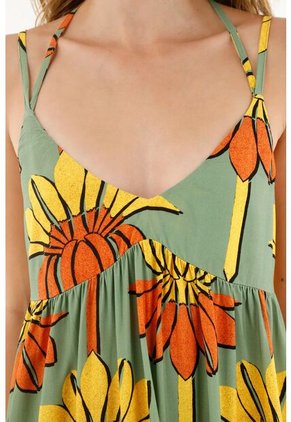 Vestido Estampado De Tiras Para Mujer