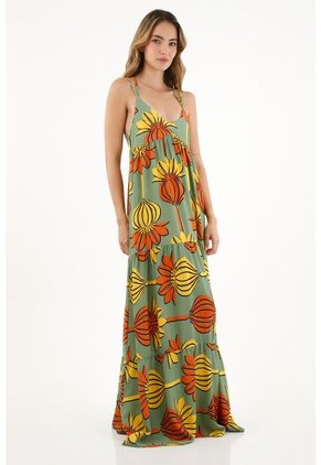 Vestido Estampado De Tiras Para Mujer