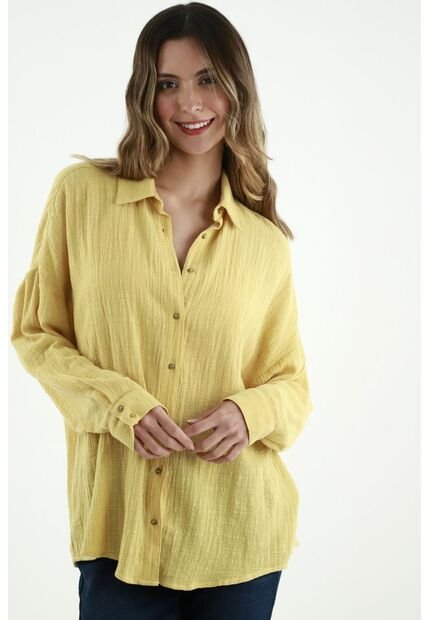 Camisa Amarilla Manga Larga Para Mujer