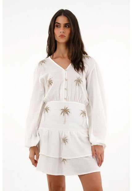 Topmark Vestido Corto Estampado Manga Larga Para Mujer