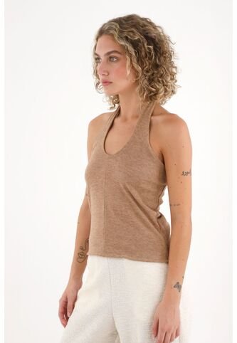 Topmark Camiseta De Tiras Que Anudan En Cuello Crudo Para Mujer topmark