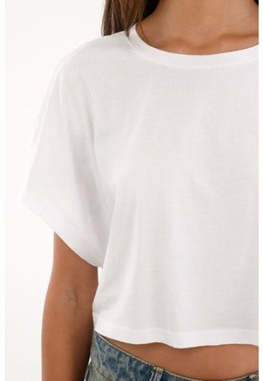 Topmark Camiseta Crop Amplia Blanca Para Mujer