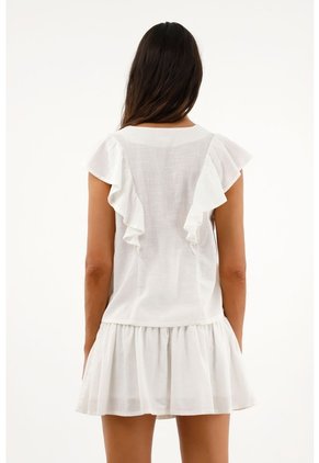 Topmark Camisa Crudo Con Bolero Y Bordado Para Mujer