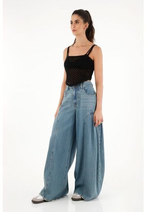 Topmark Camiseta Tipo Pañoleta Tejida Negra Para Mujer